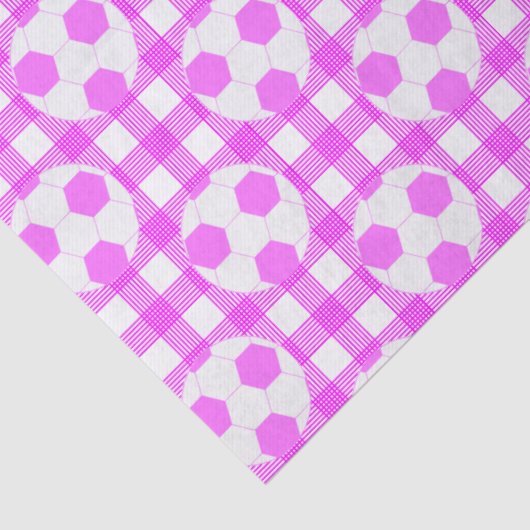 Voetbal Plaid Pattern in wit en roze Tissuepapier (Detail)