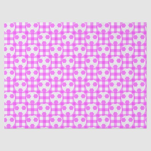 Voetbal Plaid Pattern in wit en roze Tissuepapier (Voorkant)