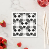 Voetbal Plaid Pattern in zwart wit en grijs Servet (Insitu)
