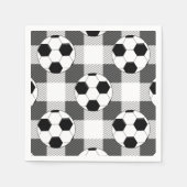 Voetbal Plaid Pattern in zwart wit en grijs Servet (Voorkant)