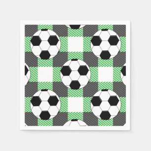 Voetbal Plaid Pattern in zwart wit en grijs Servet