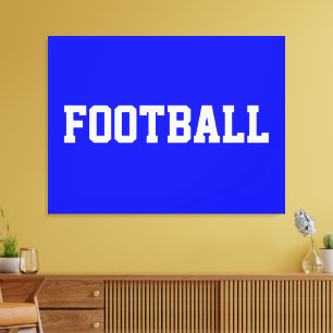 VOETBAL Plezierig Sportief Wit Tekst Op Koningsbla Canvas Afdruk