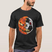 Voetbal pomkin Skull Halloween Soccer Player T-shirt (Voorkant)