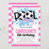 Voetbal Pool Party Verjaardag uitnodiging (Voorkant / Achterkant)