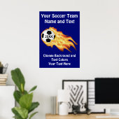 Voetbal Posters, Uw KLEUREN, TEKST Poster (Thuiskantoor)