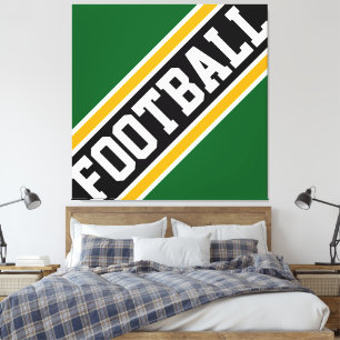 VOETBAL Pret Bos Groen Zwart Oranje Strepen Canvas Afdruk