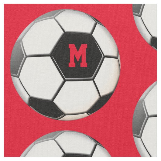 voetbal Red Monogram Patroon Stof (Close Up)