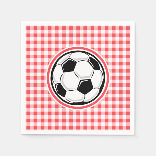 Voetbal; rode en witte gingham servetten (Voorkant)