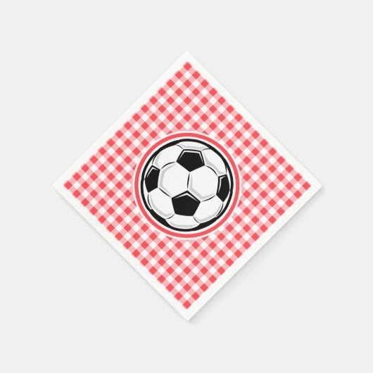 Voetbal; rode en witte gingham servetten (Hoek)