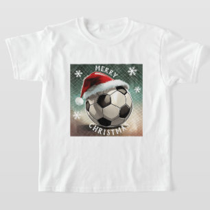 Voetbal Rode Santa Hoed Sneeuwvlok Kerstmis T-shirt