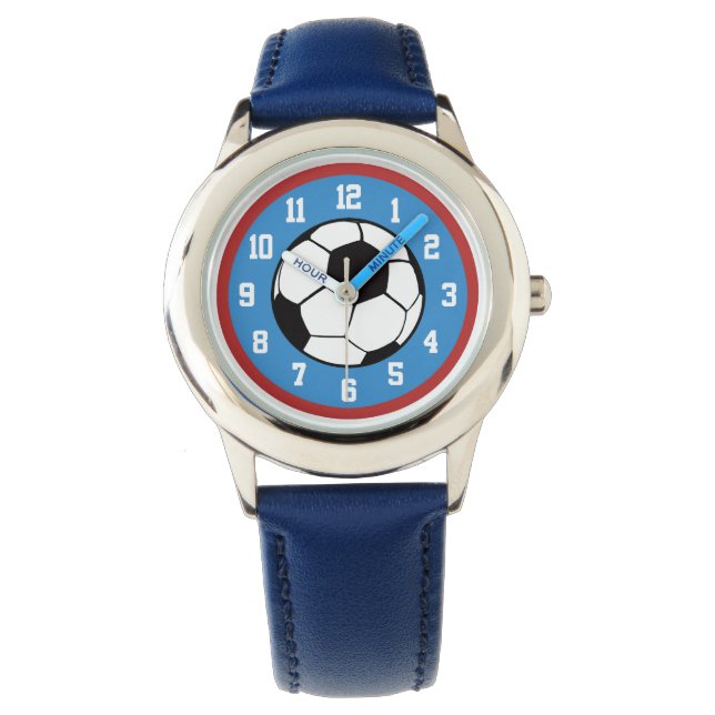 Voetbal rood blauw horloge (Voorkant)