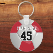 Voetbal rood en wit team sleutelhanger (Voorkant)