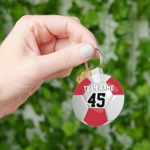 Voetbal rood en wit team sleutelhanger