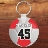 Voetbal rood en wit team sleutelhanger (Achterkant)