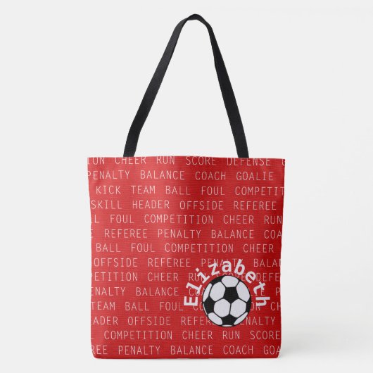 Voetbal Rood over alle printtas Tote Bag (Voorkant)