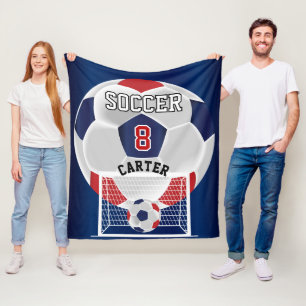 Voetbal - Rood, wit en blauw Fleece Deken