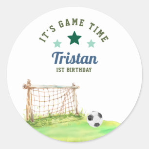 Voetbal Rookie “Het is spel tijd” Eerste verjaarda Ronde Sticker