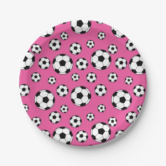 Voetbal Roze Birthday Papieren Bordje (Voorkant)