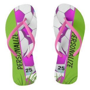 Voetbal Roze Custom Teenslippers
