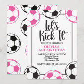 Voetbal Roze en Zwarte Verjaardag Kaart (Voorkant / Achterkant)