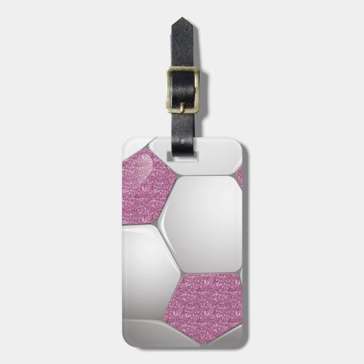 Voetbal Roze gisteffect Bagagelabel (Voorkant verticaal)