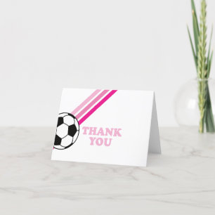 Voetbal Roze Strepen Dank Je Verjaardag Bedankkaart