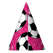 voetbal Roze voorste glitters Sport Player White Feesthoedjes (Achterkant)