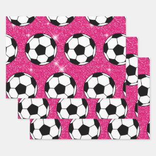 voetbal Roze voorste glitters Sport Player White Inpakpapier Vel