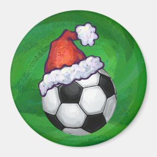 Voetbal Santa Hat op groen Magneet