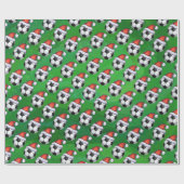 Voetbal Santa Hat Pattern op Green Cadeaupapier (Vlak)