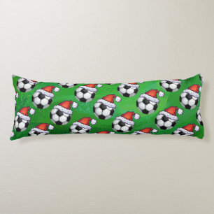 Voetbal Santa Hat Pattern op Green Lichaamskussen