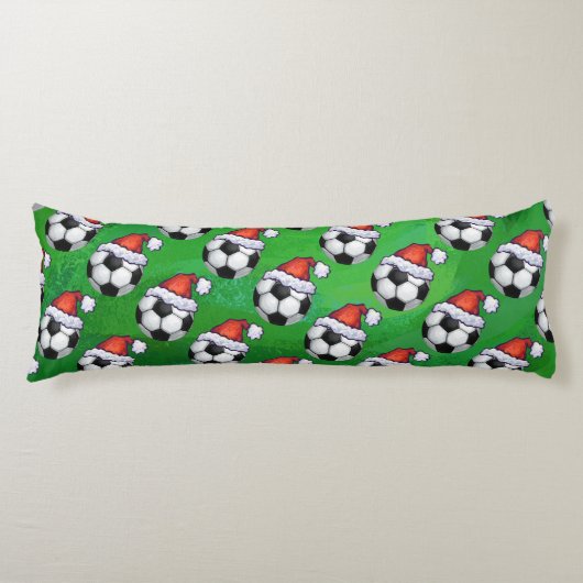 Voetbal Santa Hat Pattern op Green Lichaamskussen (Voorkant)