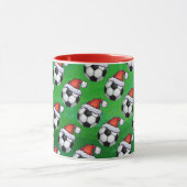 Voetbal Santa Hat Pattern op Green Mok (Midden)