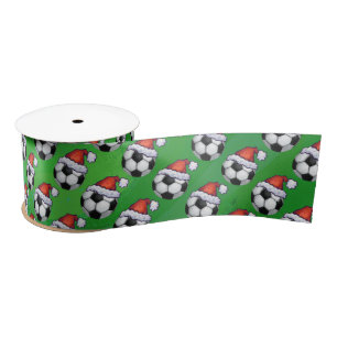 Voetbal Santa Hat Pattern over Green Lint