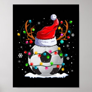Voetbal Santa Hoed Rendier Kerstverlichting Fun Xm Poster