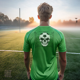 Voetbal schedel in doelnet - Donkere voetbal T-shi T-shirt