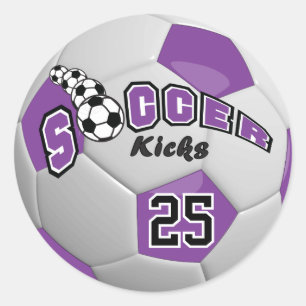 Voetbal Schoppen   Paars Ronde Sticker