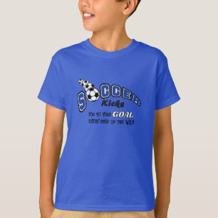 Voetbal schopt je naar je doel - Blauw T-shirt
