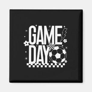 Voetbal Seizoen Moeder Retro Geruite Bliksem Magneet