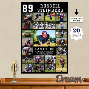 Voetbal Senior Night 20 Foto Collage Afstuderen Poster
