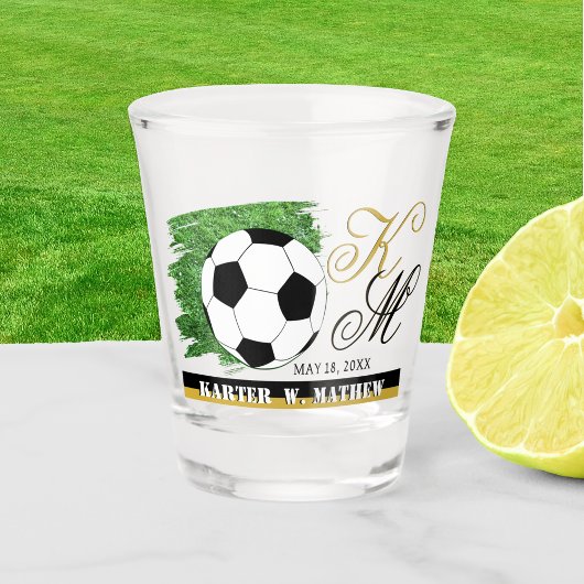 Voetbal Shot Glass, Monogram, Naam / Aangepast Shot Glas