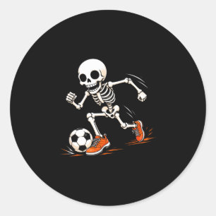Voetbal skelet halloween kostuum jongens kinderen  ronde sticker