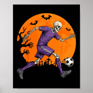 Voetbal Skelet Halloween Voetbal Griezelige Jongen Poster