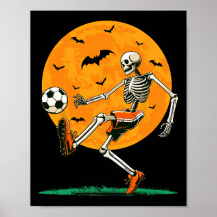 Voetbal Skelet Spelende Jongens Halloween Voetbal Poster