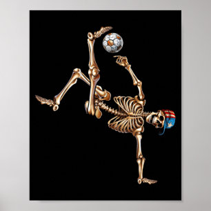 Voetbal Skelet Speler Fiets Trap Sport Hallowee Poster