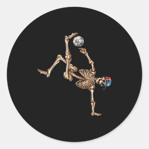 Voetbal Skelet Speler Fiets Trap Sport Hallowee Ronde Sticker