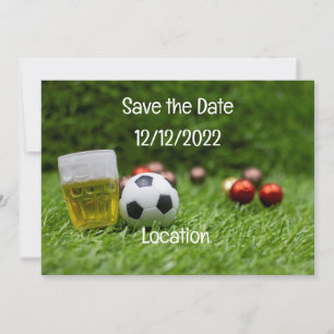 Voetbal Sla de datum op met een bal- en een bierfe Kaart