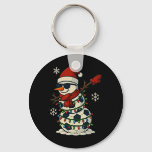 Voetbal Sneeuwman Dabbing Grappig Kerst Cute Jonge Sleutelhanger