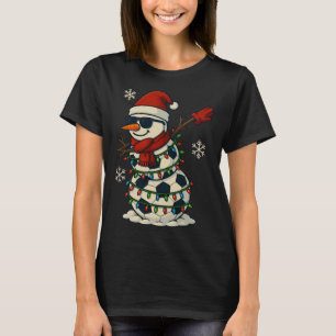Voetbal Sneeuwman Dabbing Grappig Kerst Cute Jonge T-shirt