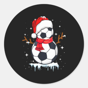 Voetbal Sneeuwman Kleding, Grappige Kerstman Kerst Ronde Sticker